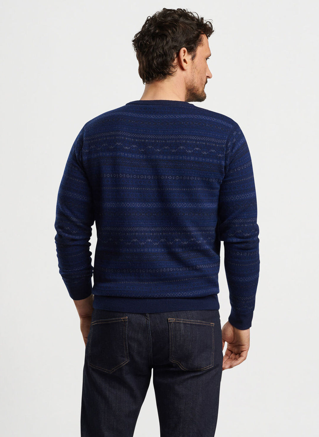 Peter Millar Midnight Fairisle Crewneck Sweater In Navy