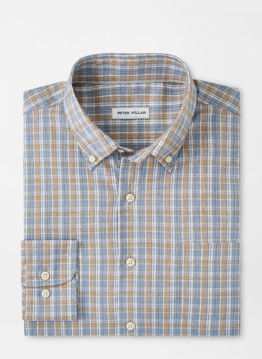 Peter Millar Powell Crown Lite Cotton-Stretch Sport Shirt in British Tan