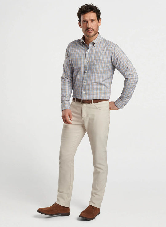 Peter Millar Powell Crown Lite Cotton-Stretch Sport Shirt in British Tan