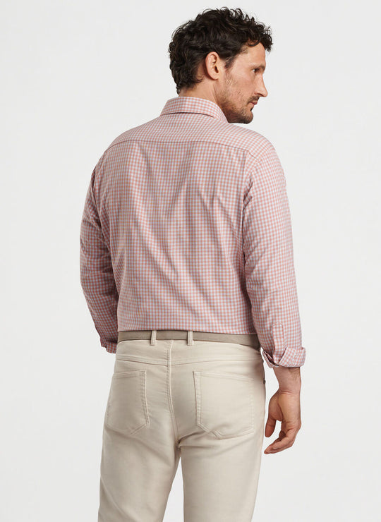 Peter Millar Murray Performance Poplin Sport Shirt In Burnt Orange