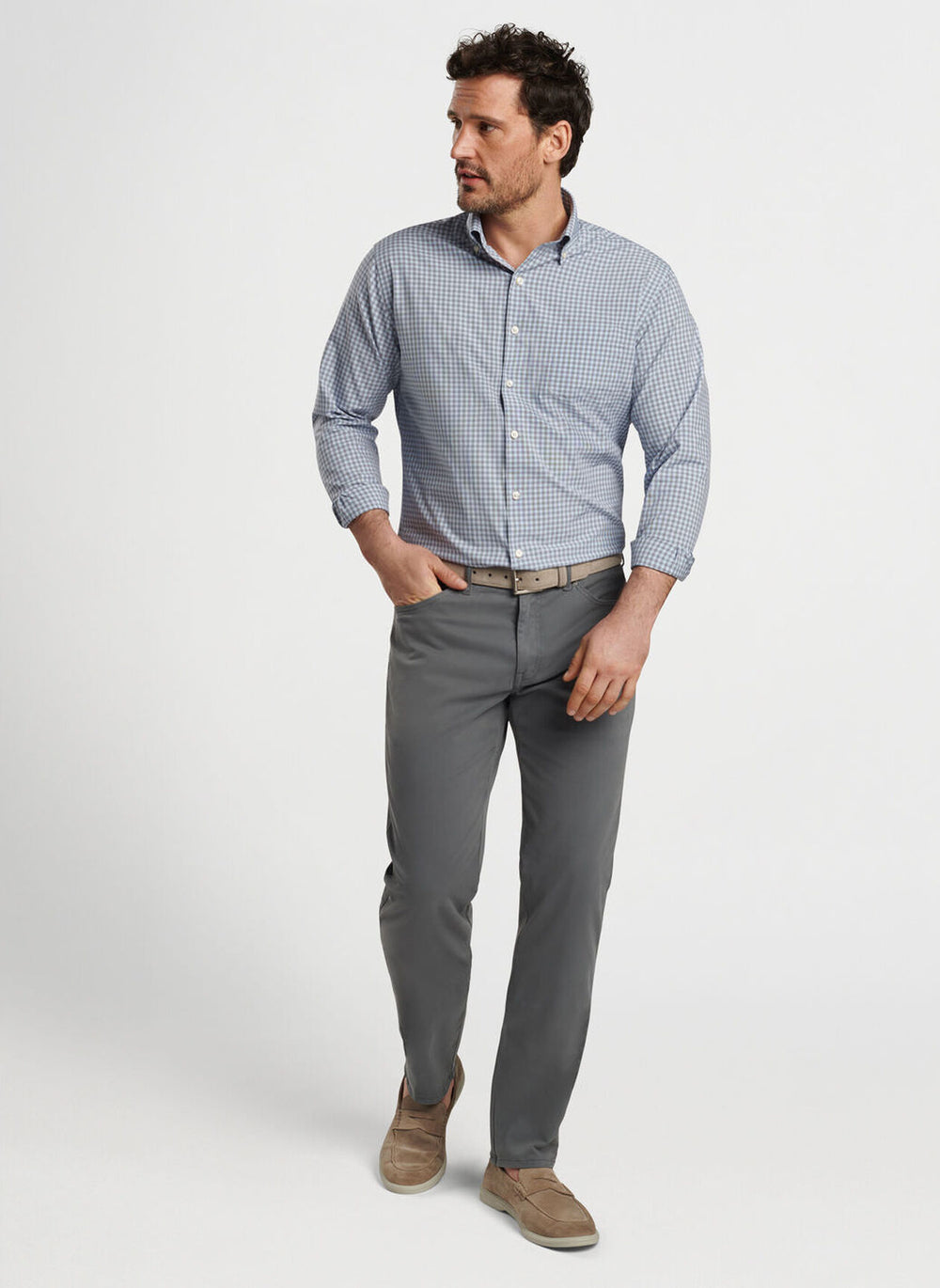 Peter Millar Murray Performance Poplin Sport Shirt In Navy