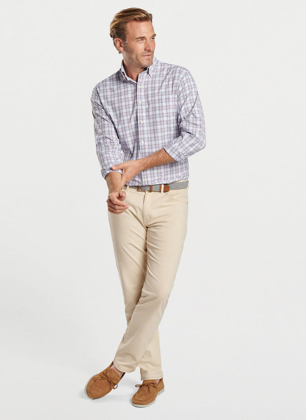 Peter Millar Watson Performance Poplin Sport Shirt In Galaxy