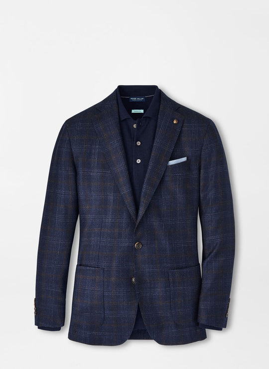 Peter Millar Windham Windowpane Soft Jacket In Navy