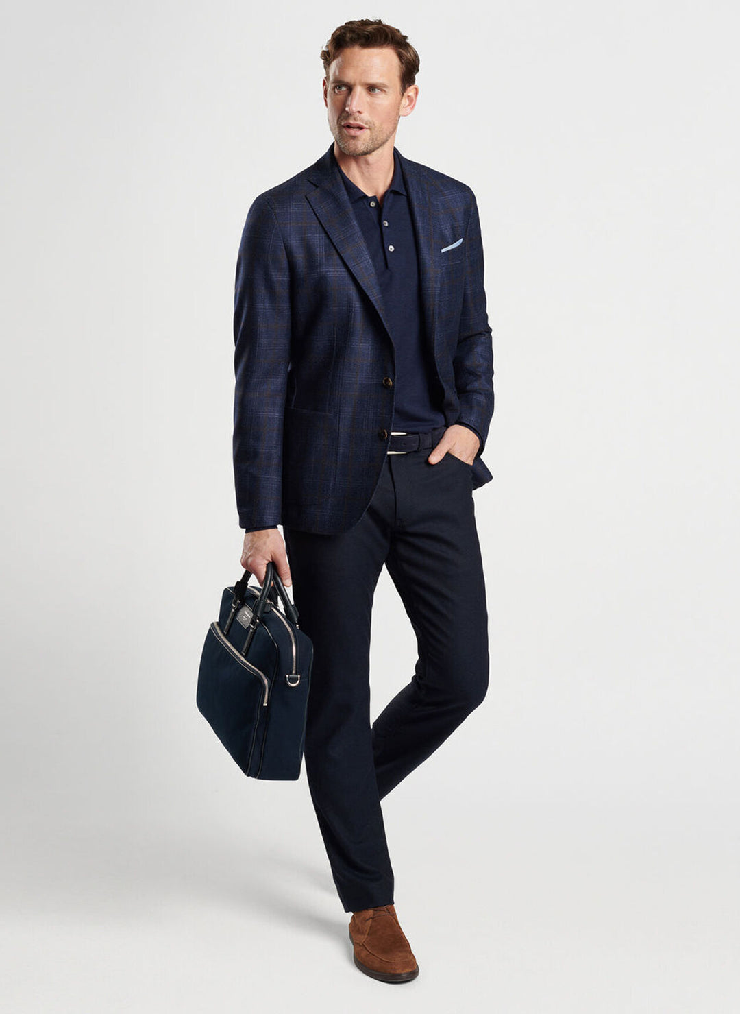 Peter Millar Windham Windowpane Soft Jacket In Navy