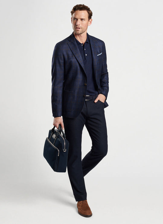 Peter Millar Windham Windowpane Soft Jacket In Navy