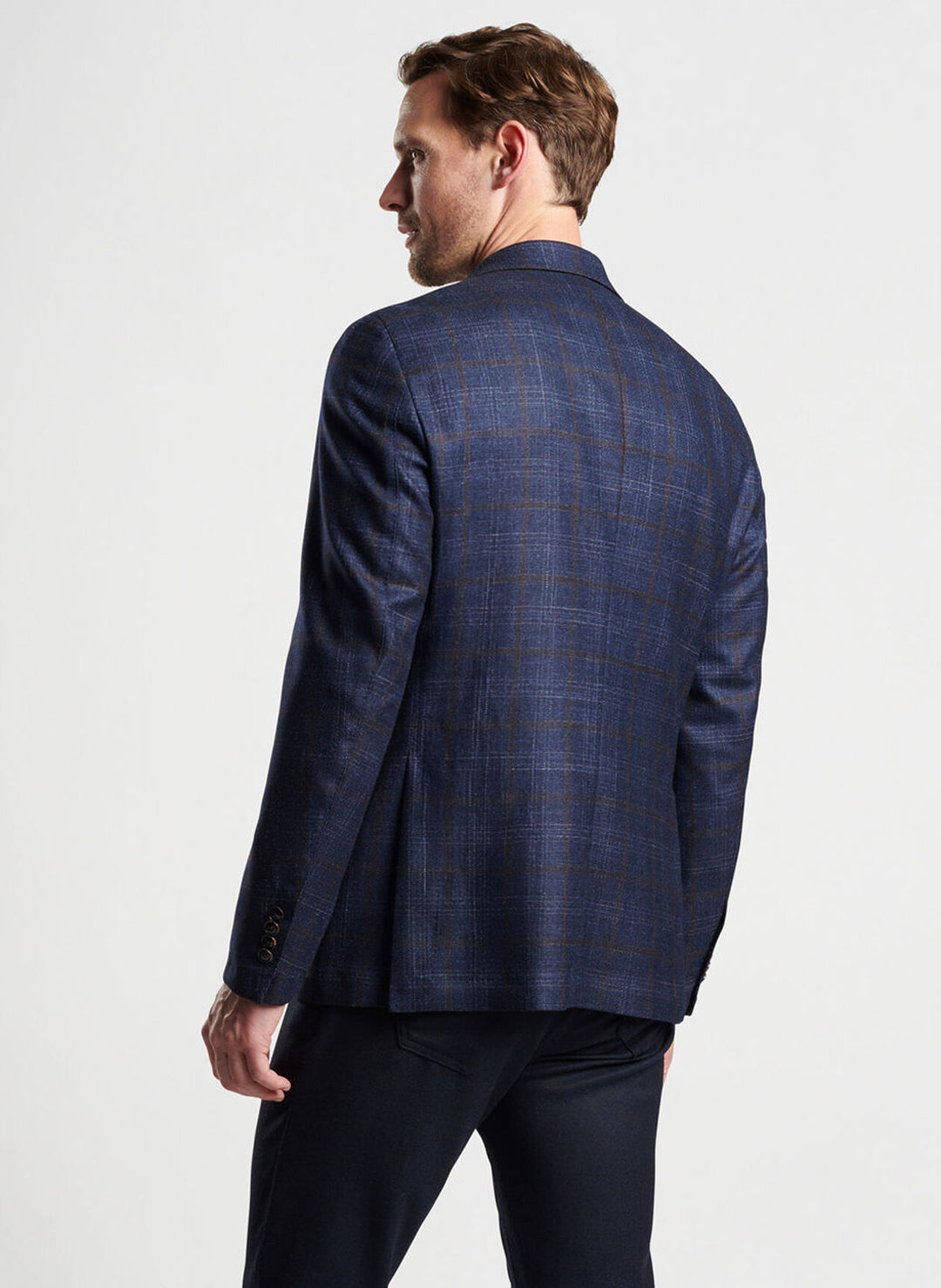 Peter Millar Windham Windowpane Soft Jacket In Navy