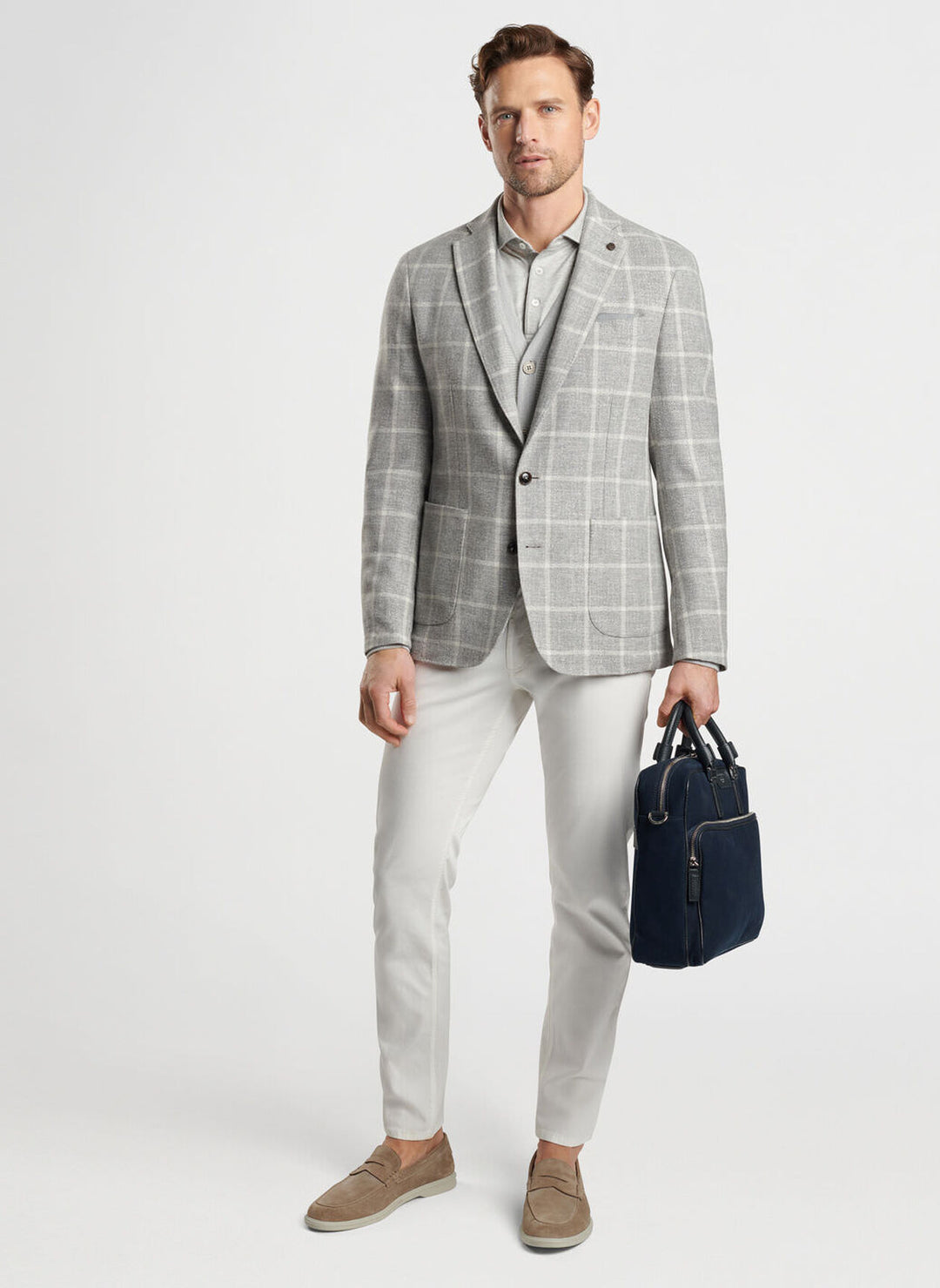 Peter Millar Dunne Windowpane Soft Jacket in Gale Grey