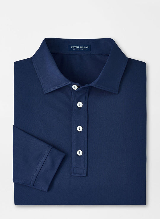 Peter Millar Soul Long-Sleeve Performance Mesh Polo In Navy