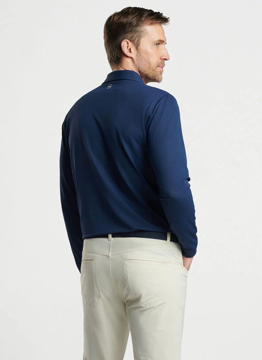 Peter Millar Soul Long-Sleeve Performance Mesh Polo In Navy