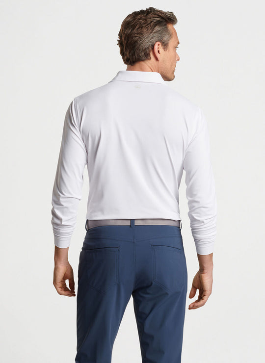 Peter Millar Soul Long-Sleeve Performance Mesh Polo In White