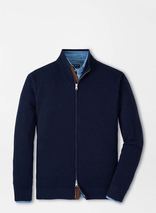 Peter Millar Excursionist Flex Full-Zip Sweater In Navy