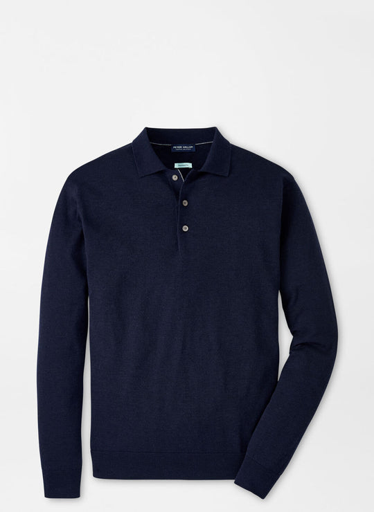 Peter Millar Excursionist Flex Sweater Polo In Navy