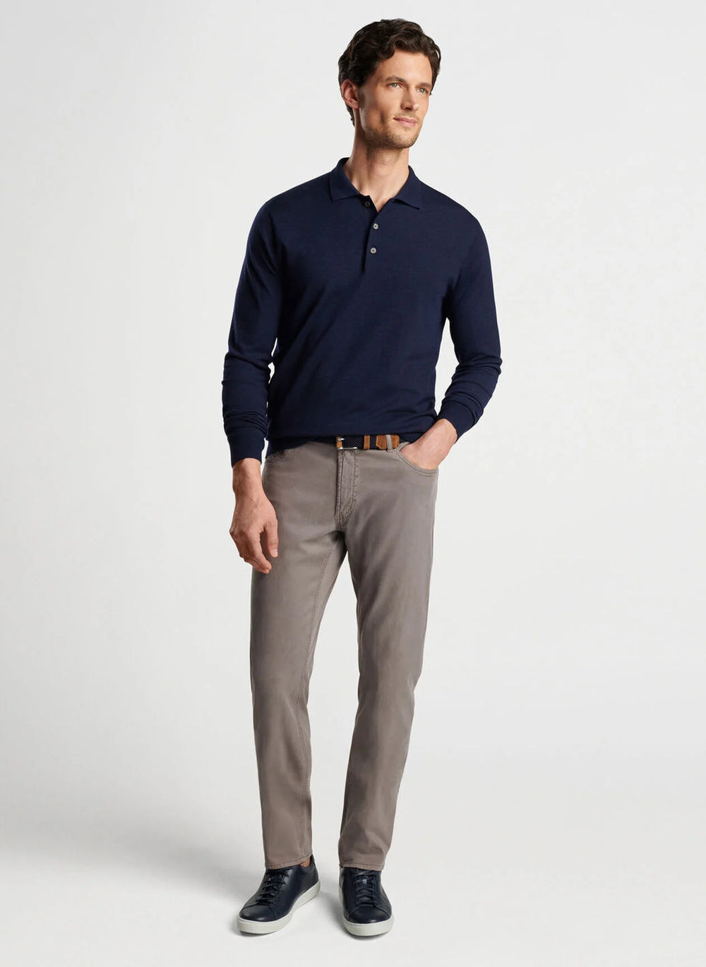 Peter Millar Excursionist Flex Sweater Polo In Navy