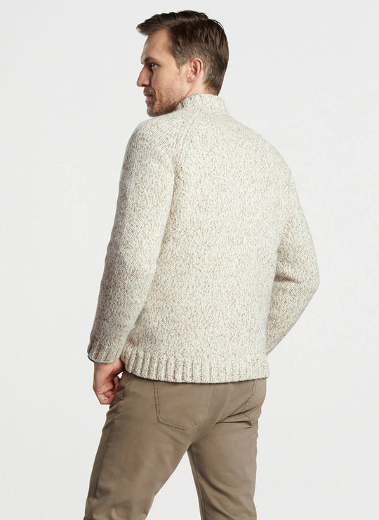 Peter Millar Strathmore Full Button Sweater In Almond