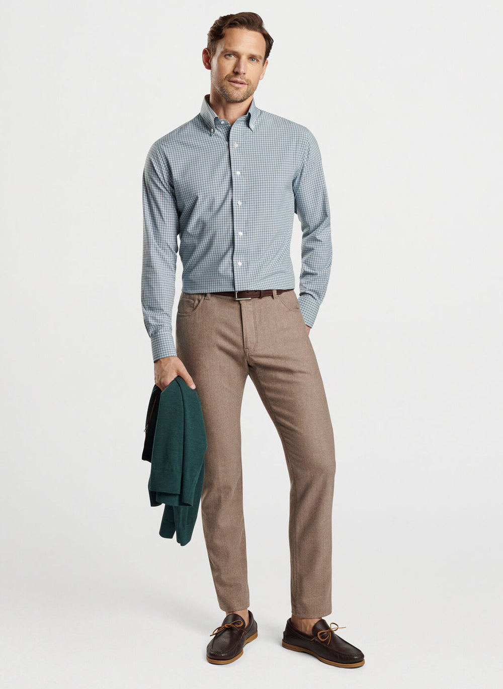 Peter Millar Cheviot Performance Poplin Sport Shirt In Lacinato