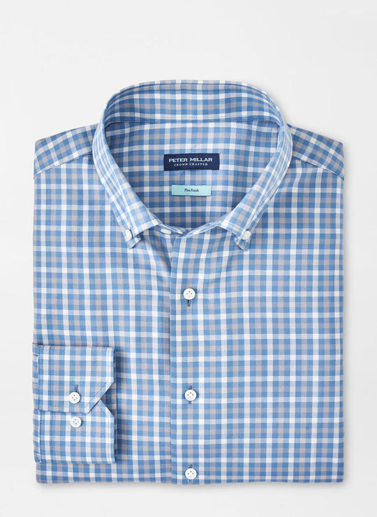 Peter Millar Combe Cotton Sport Shirt In Brook Blue