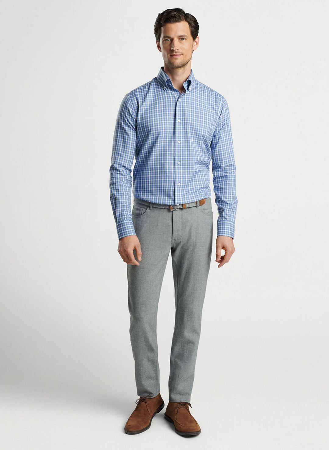 Peter Millar Combe Cotton Sport Shirt In Brook Blue