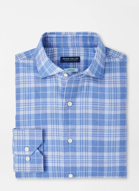 Peter Millar Turin Italian Flannel Sport Shirt In Brook Blue