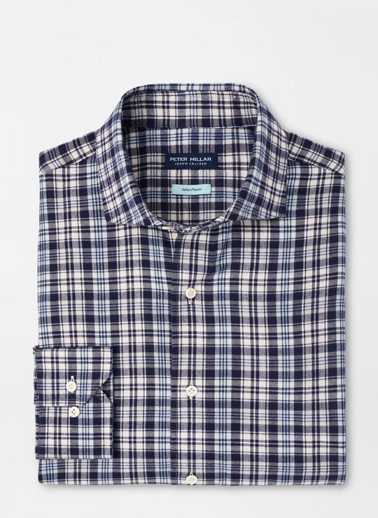 Peter Millar Bari Italian Flannel Sport Shirt In Navy