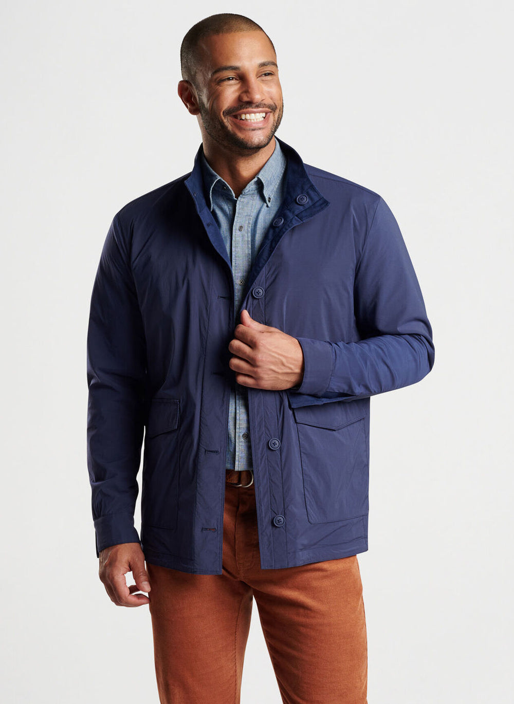 Peter Millar Stowe Reversible Safari Jacket In Navy