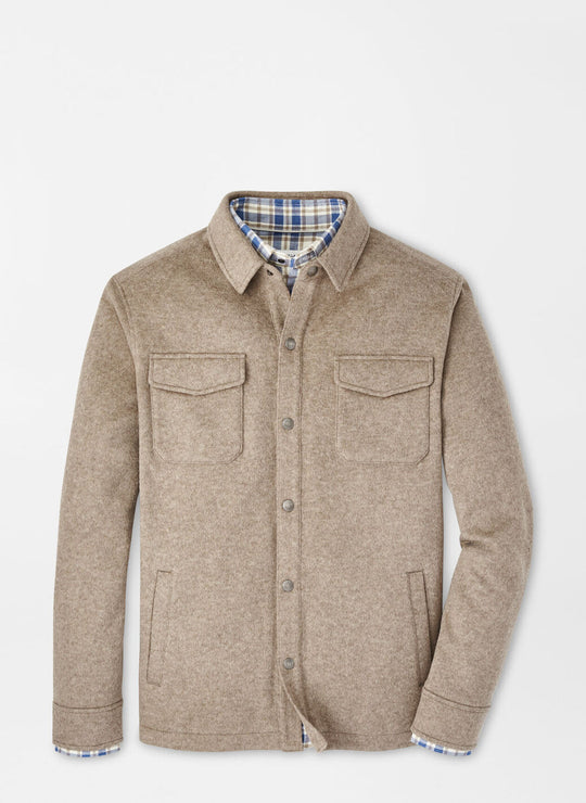 Peter Millar Crown Flex Fleece Shirt Jacket In Grain