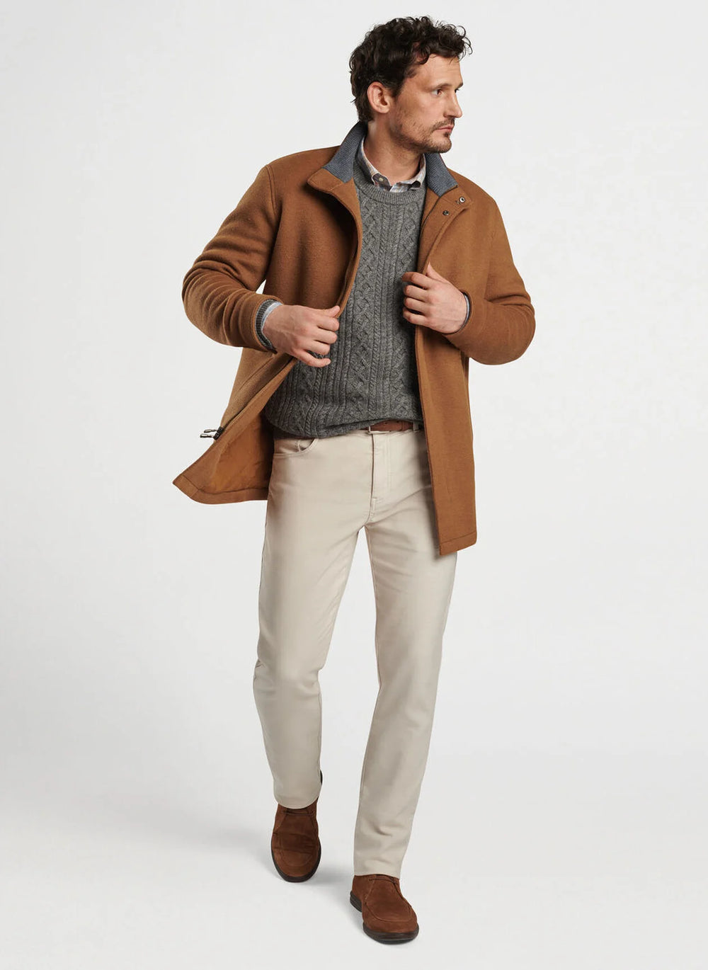 Peter Millar Crown Flex Fleece City Coat In Hazelwood