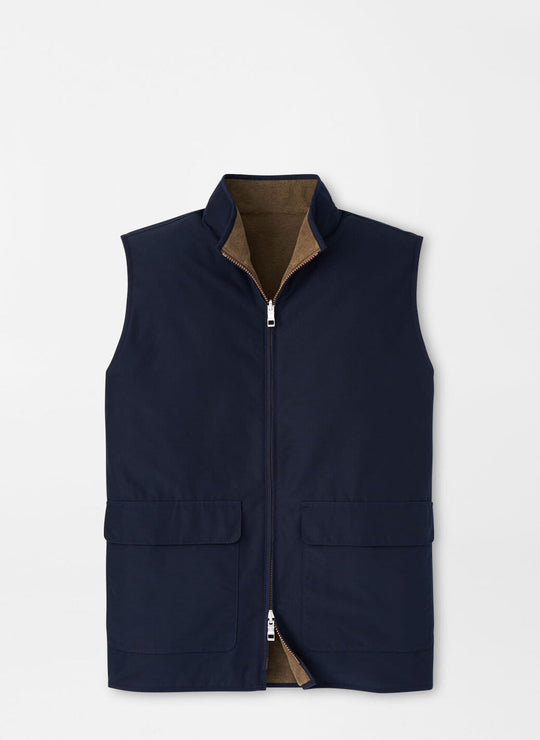 Peter Millar Brentwood Reversible Fleece Vest In Navy