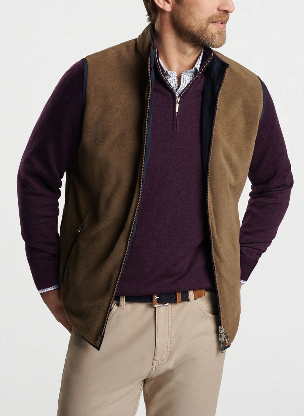 Peter Millar Brentwood Reversible Fleece Vest In Navy