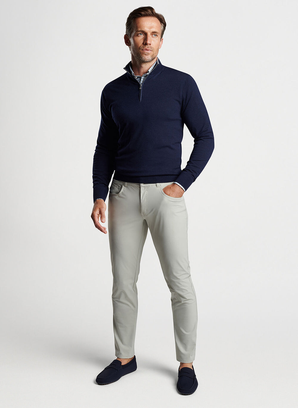 Peter Millar Ultimate Sateen Five-Pocket Pant In Khaki – The Oxford Shop
