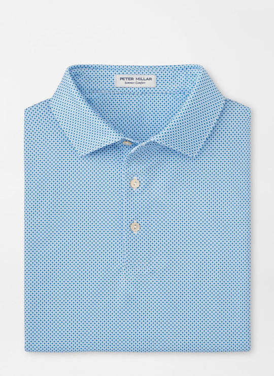 Peter Millar Phoenix Performance Jersey Polo In White/Sailor Blue