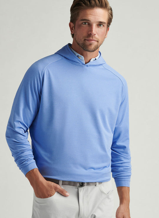 Peter Millar Pine Performance Hoodie In Blue Sea