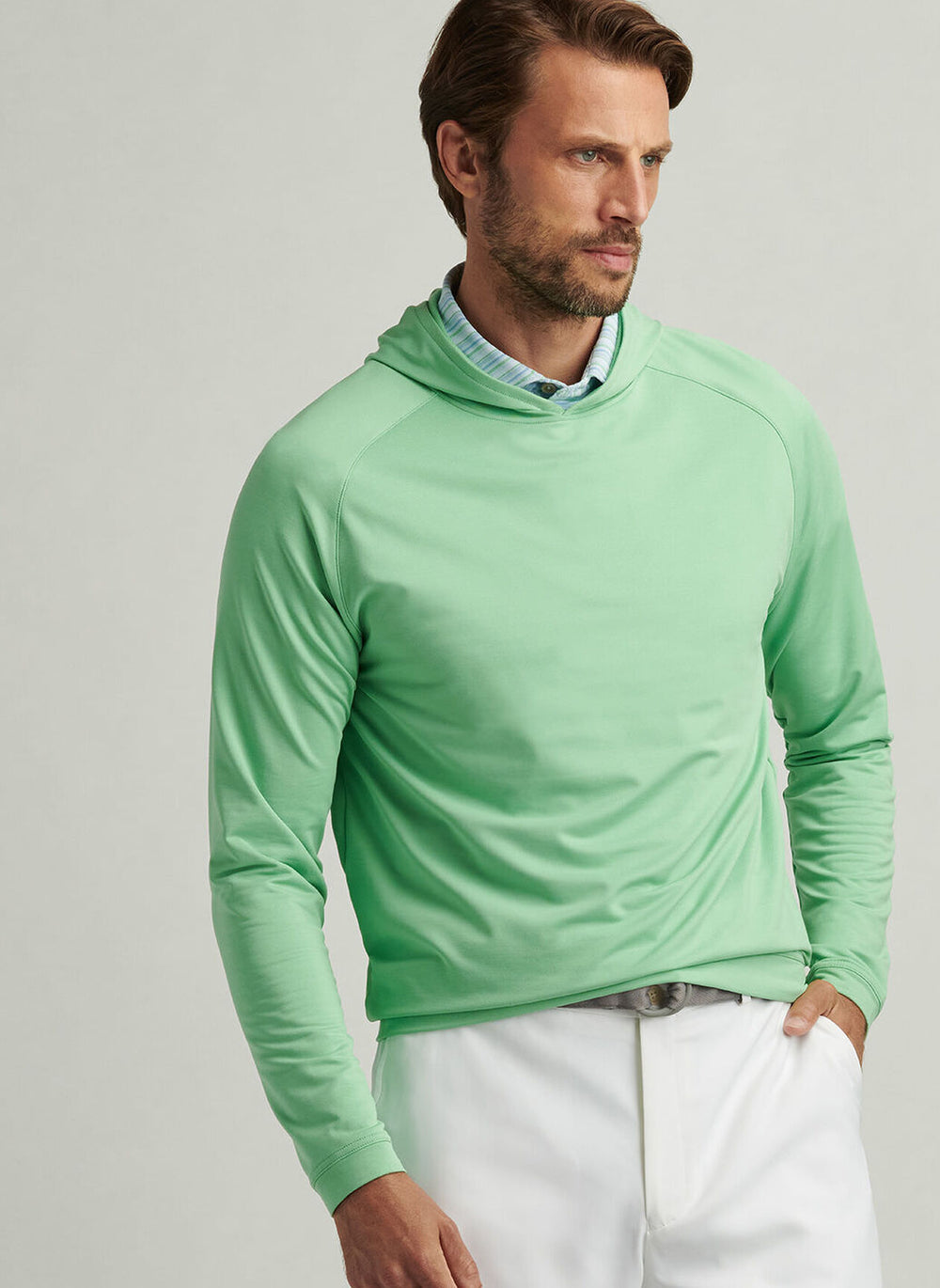 Peter Millar Pine Performance Hoodie In Pear Tart