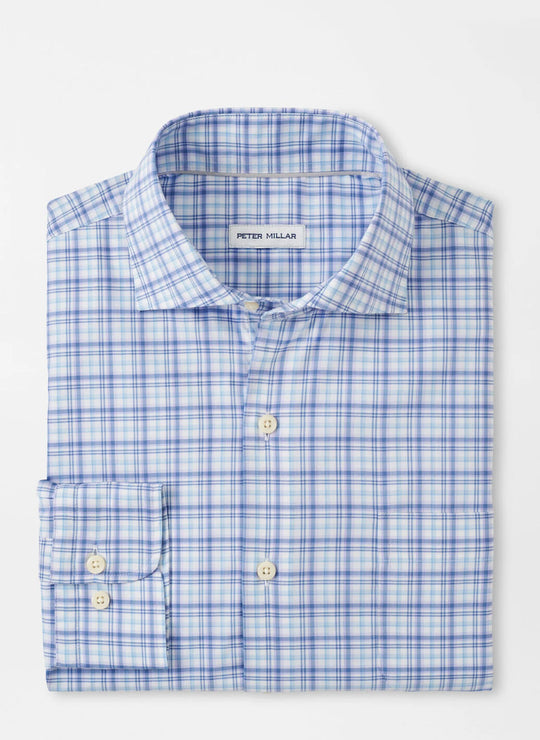 Peter Millar Garrow Crown Lite Cotton-Stretch Sport Shirt In Blue Freesia