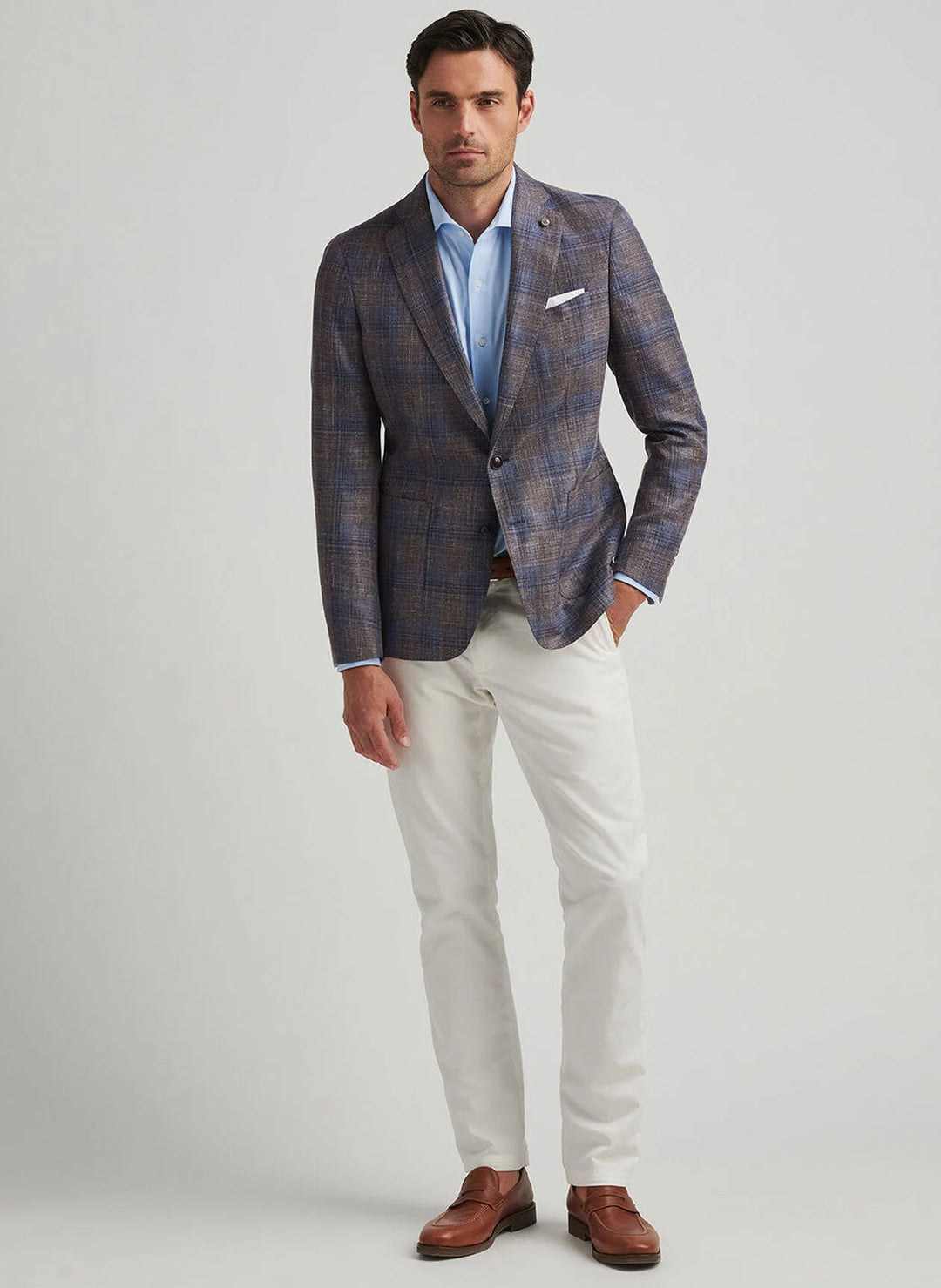 Peter Millar Dawson Plaid Soft Jacket In Espresso