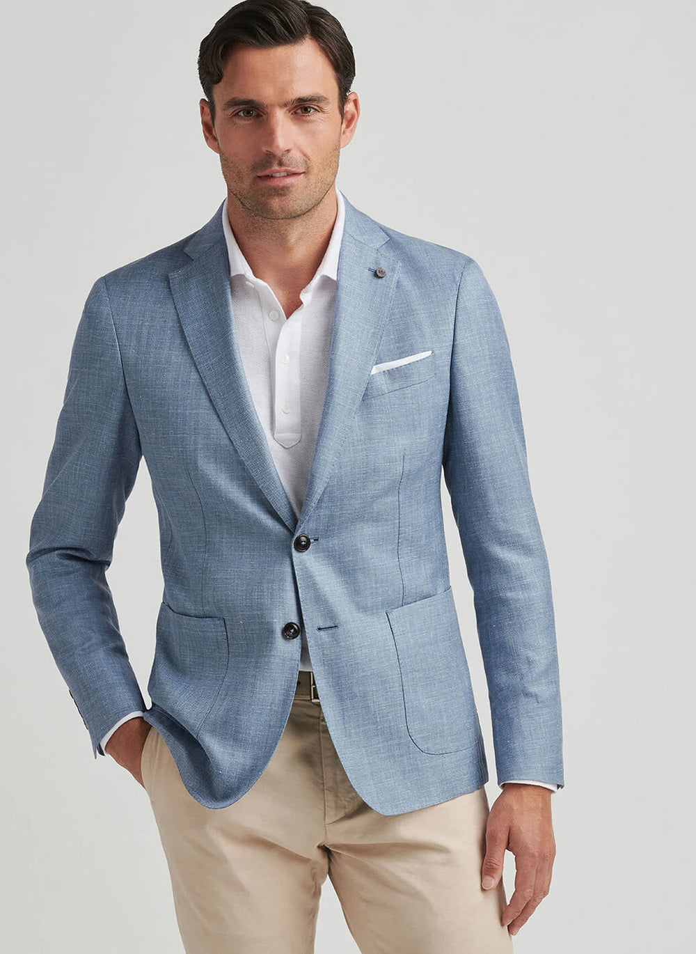 Peter Millar Gavin Herringbone Soft Jacket In Angelite