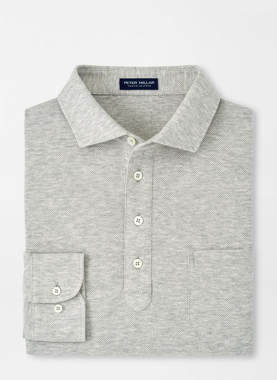 Peter Millar Croxley Long-Sleeve Polo In British Grey