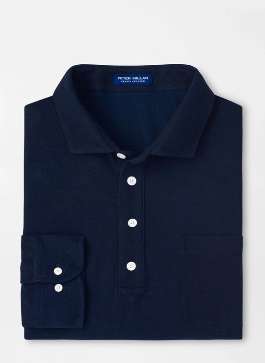 Peter Millar Croxley Long-Sleeve Polo In Navy