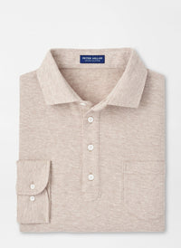 Peter Millar Croxley Long-Sleeve Polo In Truffle