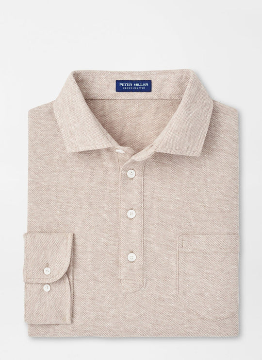 Peter Millar Croxley Long-Sleeve Polo In Truffle