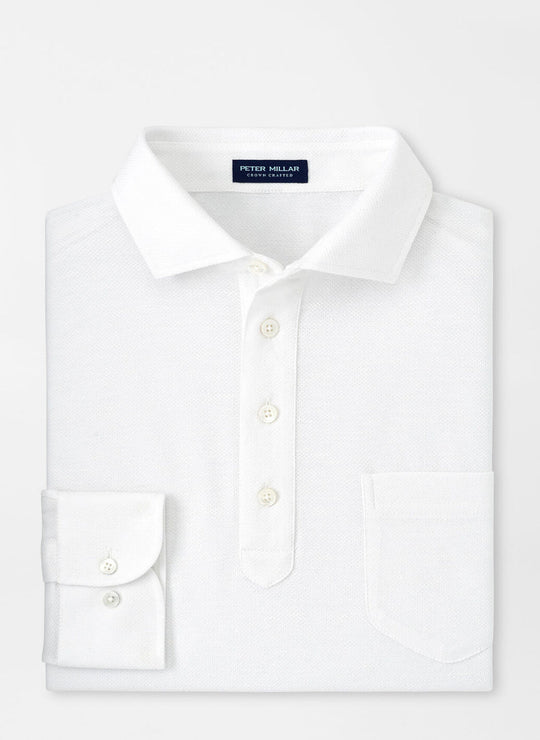 Peter Millar Croxley Long-Sleeve Polo In White