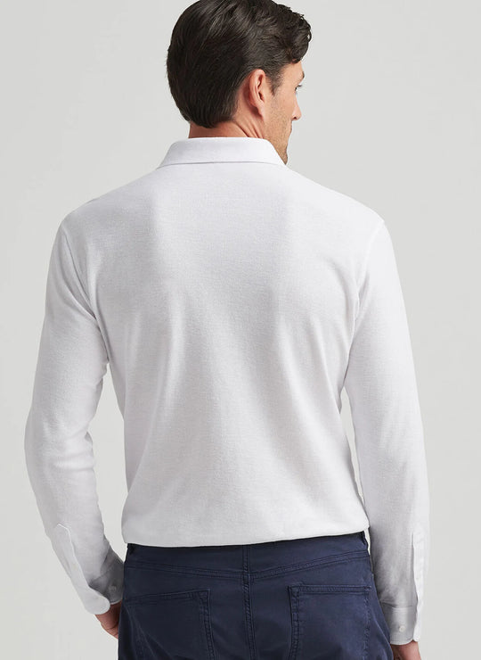 Peter Millar Croxley Long-Sleeve Polo In White