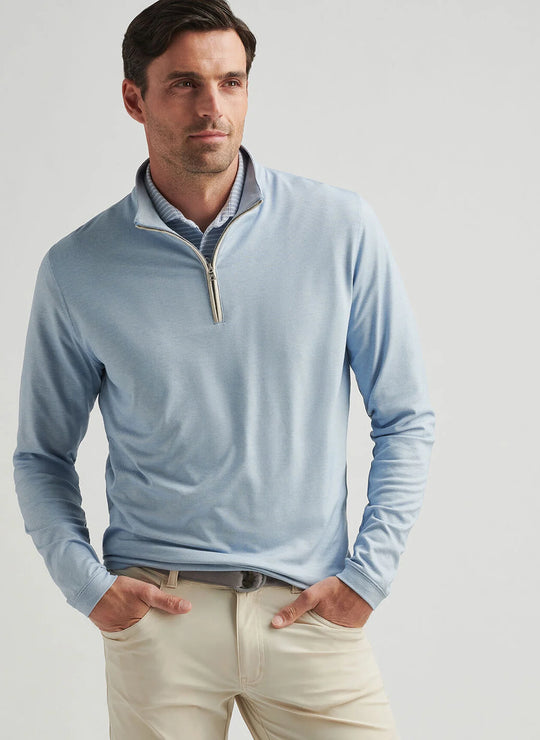 Peter Millar Albatross Cotton-Blend Piqué Quarter-Zip In Angelite