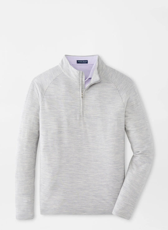 Peter  Millar Excursionist Flex Heathered Performance Pullover Light Grey