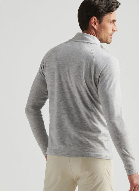 Peter  Millar Excursionist Flex Heathered Performance Pullover Light Grey