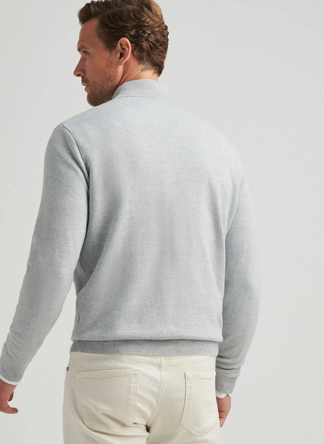 Peter Millar Ashland Quarter-Zip Sweater In British Grey