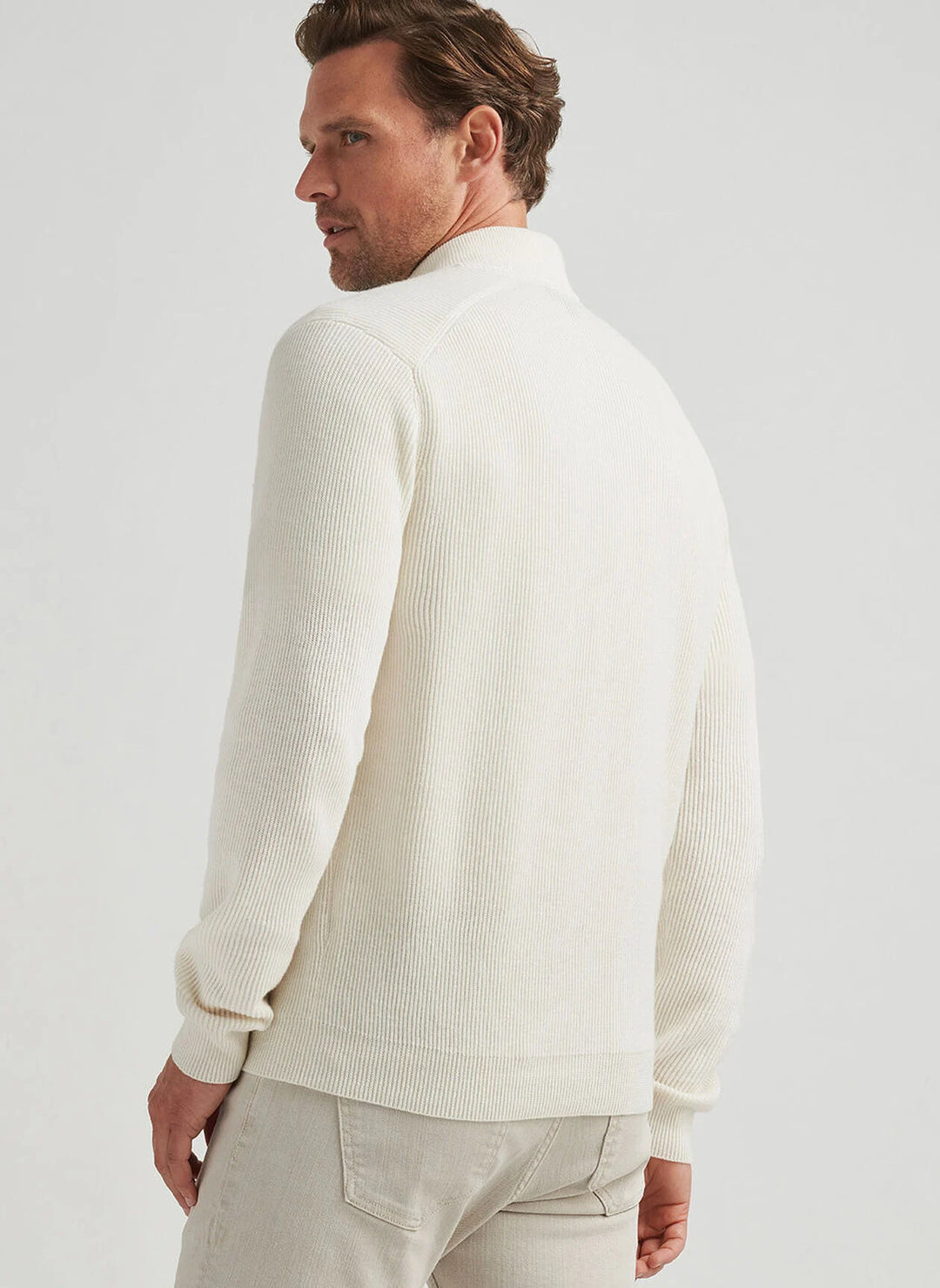 Peter Millar Reid Full-Zip Sweater In Almond