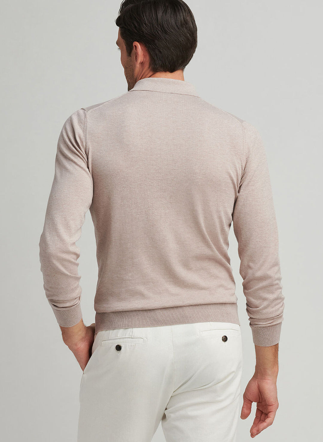 Peter Millar Mariner Sea Island Cotton Sweater Polo In Cheshire Brown