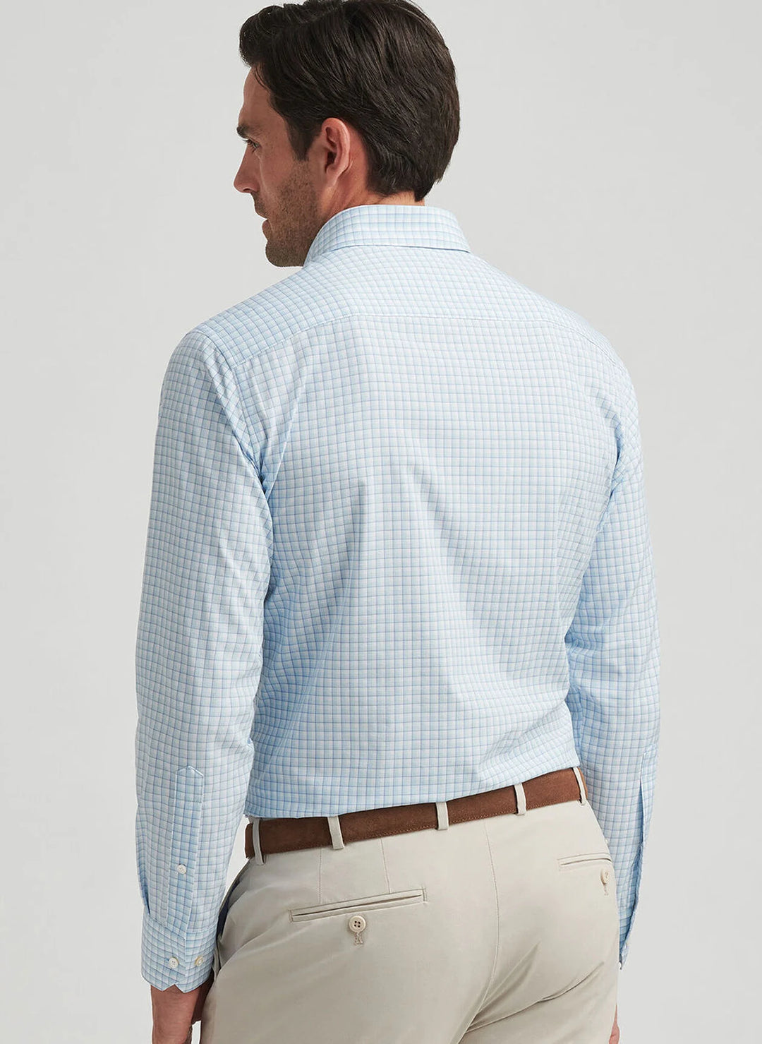 Peter Millar Parker Performance Poplin Sport Shirt In Blue Spruce