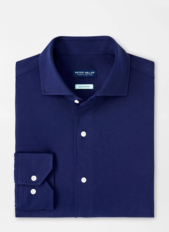 Peter Millar Excursionist Flex Solid Sport Shirt In Navy