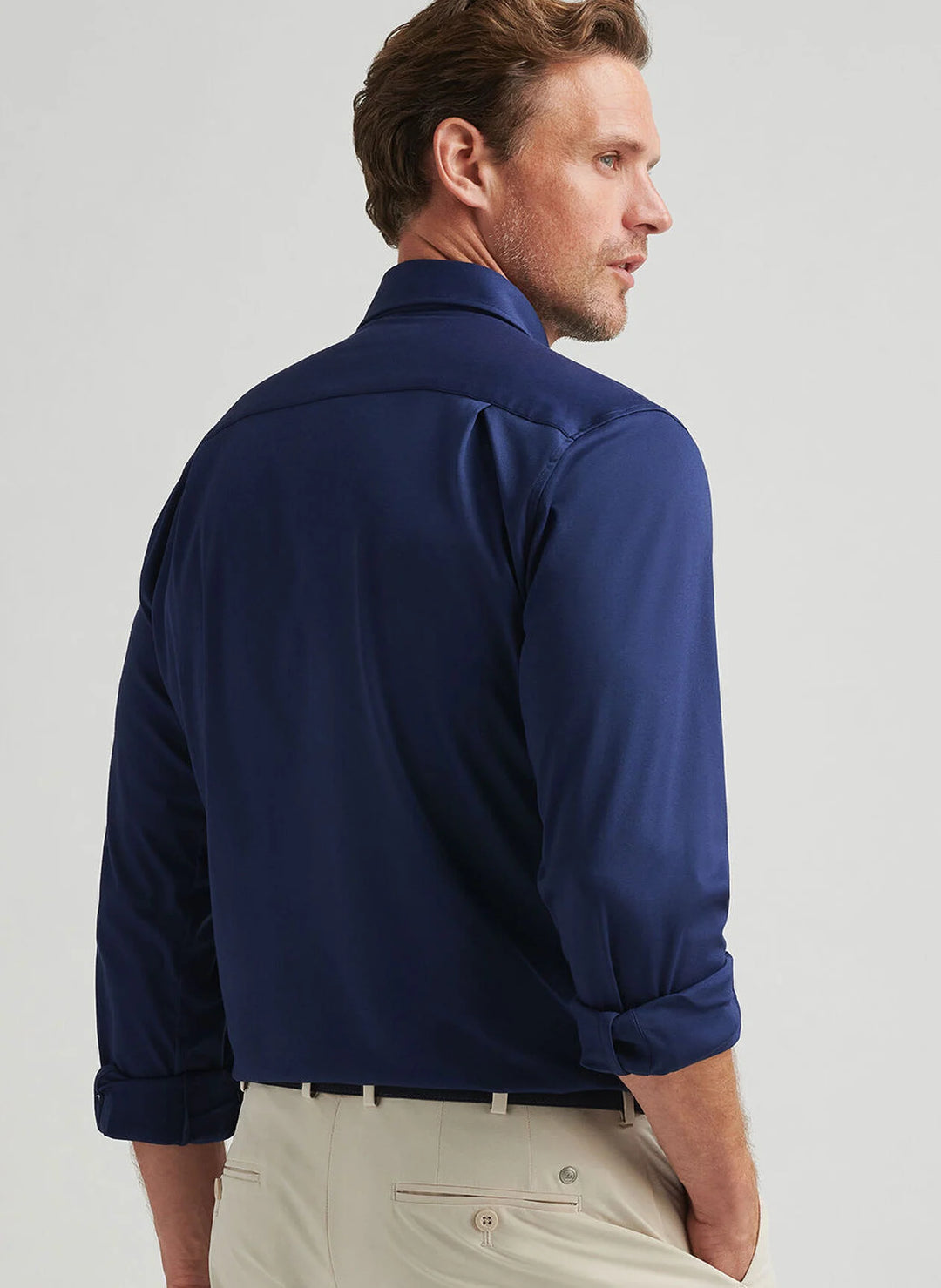 Peter Millar Excursionist Flex Solid Sport Shirt In Navy